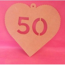 4mm MDF Hanging heart age 50