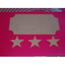 4mm Thick MDF Plaque Cut out Corners  With Stars 200mm wide
