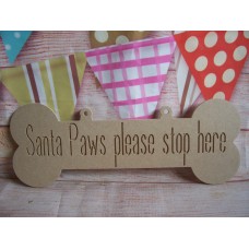 4mm Thick MDF Dog bone Engraved Santa paws