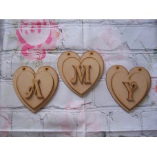 Double Bunting Heart with Letter 125mm