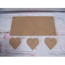 4mm Thick MDF Plaque With Hearts  200mm wide