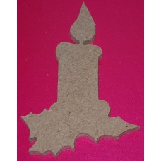 MDF Christmas candle with a little piece of Holly
