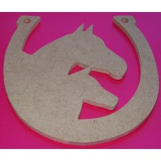 MDF Horseshoe with Mother and Foal Heads Large pack of 2