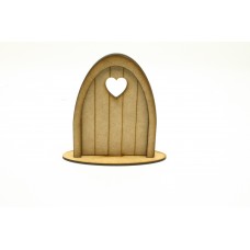 3mm MDF  Grooved Fairy Door with Heart and base 
