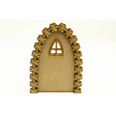 Arched window fairy door with flower arch