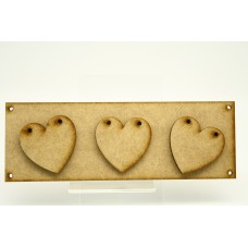 Oblong Plaque with 3 Bunting Heart 