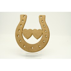 4mm Thick MDF horse shoe with Double heart.
