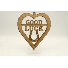 4mm Thick MDF Good Luck Heart 180mm wide